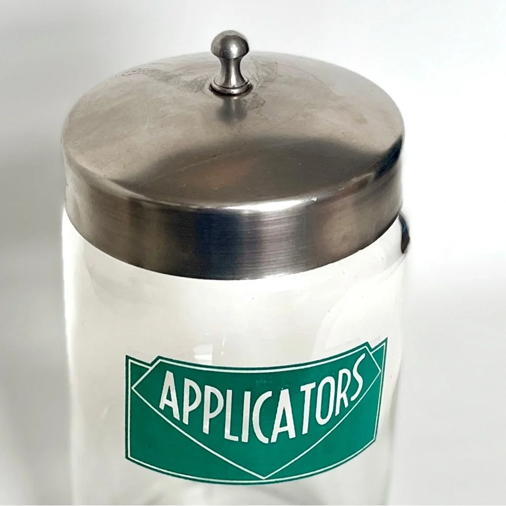 Vintage Apothecary Jar Mid Century Medical Glass Jar with Steel Lid by Profex